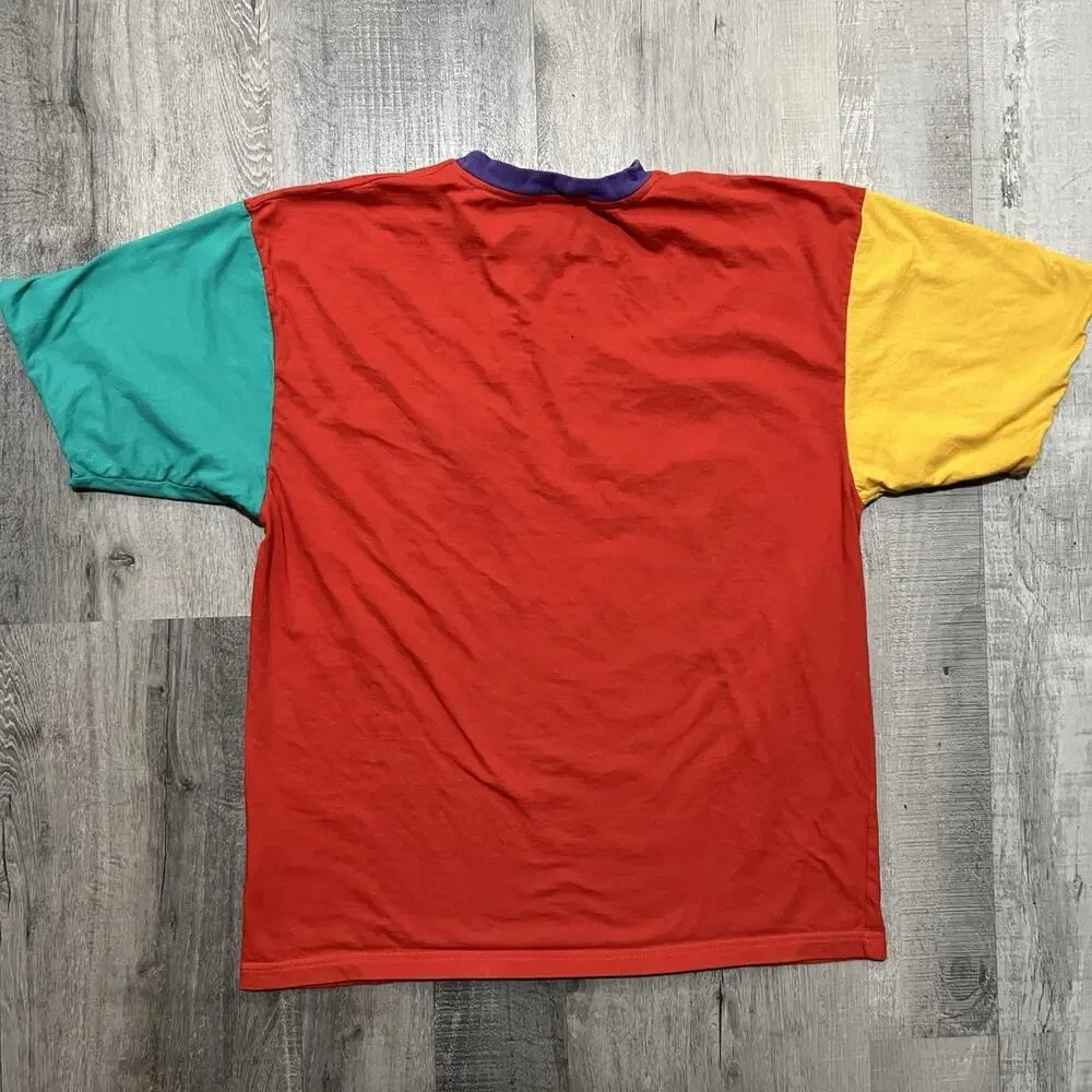 Vintage Euro Disney T Shirt Adult M Mickey Mouse 80s Color Block Cartoon - Picture 2 of 4